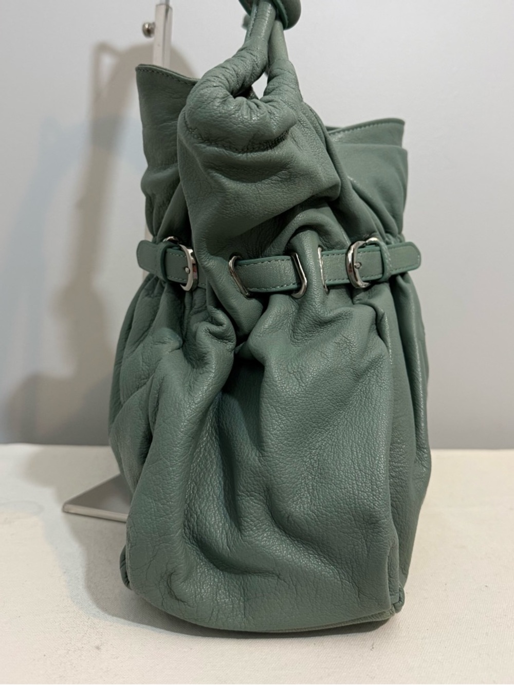 Barr + Barr NY Leather Shoulder Tote Bag Seafoam Green - Picture 4 of 16